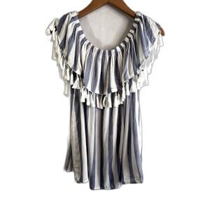 Kori America NWT Off Shoulder Striped Tassel Trim Blouse Size Medium Boho Hippie
